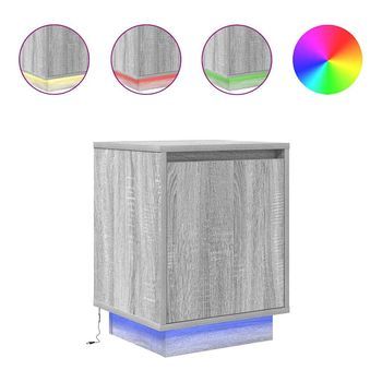 Mesitas De Noche Con Luces Led 2 Uds | Mesilla De Noche Gris Sonoma 38x34x50 Cm
