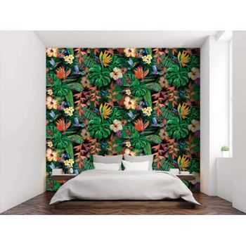 Fotomural Vinilo Plantas Exoticas Mariposa Colibri 350 X 250 Cm