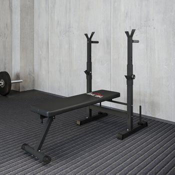 Banco De Pesas Homcom Acero Pu, 140x73x122 Cm, Negro