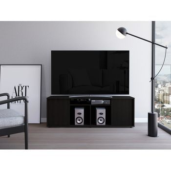 Mueble Para Tv Prana En Melamina,amplio Almacenamiento Y 3 Estantes.