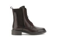 botines de piel con cordones elastico y cremallera dark brown 39