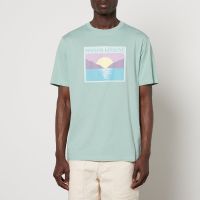 maison kitsune sunset postcard printed cotton-jersey t-shirt - l