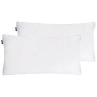 conjunto de 2 almohadas de algodon blanco plumon plumas de pato 40 x 80 cm alta medio suave descanso feldberg
