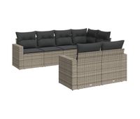 vidaxl set de sofas de jardin 7 piezas con cojines ratan pe gris