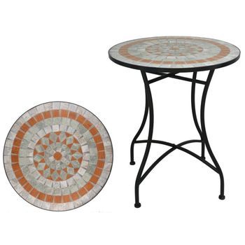 Mesa De Jardín Redonda Mosaico Cerámico Duomo Ø60x71cm