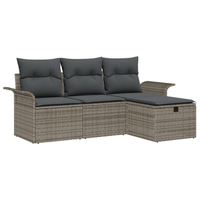 juego de sofa de jardin de 4 uds con cojines gris polirratan cfw550378