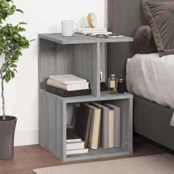 Mesita De Noche - Mueble De Dormitorio - Madera Contrachapada - Gris Sonoma (35x35x55cm)