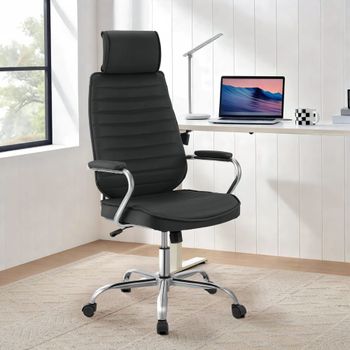 Silla de oficina giratoria regulable en simil cuero negro