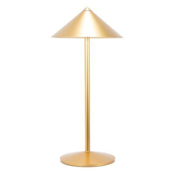 Lámpara De Mesa Led Recargable Zafferano Pina L 6w, Ip65, Regulador Táctil, Cabezal Magnético, Diseño Moderno Para Interior Y Exterior, Color Dorado