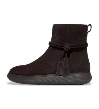 Fitflop para mujer. E3B-167 Botines de ante con borlas IQ-Comff chocolate (36), Marrón, Plano, Cremallera, Casual