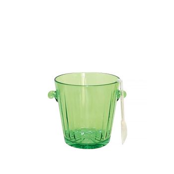 Cubitera para hielo verde con pinza transparente 16.6x16.6x17cm