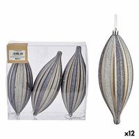 set adornos de navidad alargado plateado pvc 3 x 3 x 18 cm 12 unidades