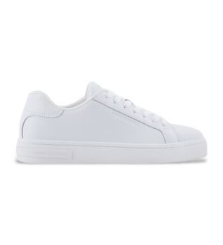 A|X Armani Exchange para mujer. XW000295AF11912U0002 Zapatillas de piel blanco (38), Plano, Cordones, Casual