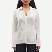 samsoe samsoe sacona 12923 floral-jacquard organic cotton-blend shirt - s