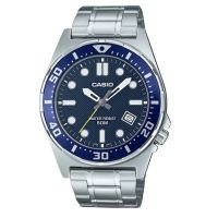 casio mtd-135d-2a r reloj deportivo de acero con esfera azul resistente al agua 100m