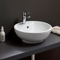 lavabo de apoyo redondo de ceramica blanca