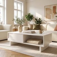 mesa de centro katanshumn cajon  compartimentos 110x55x39 cm blanco encasa