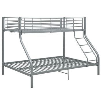 Cama Individual | Cama Para Adultos | Estructura De Litera De Metal Gris 140x200 Cm/90x200 Cm
