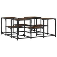 mesa de centro de dos alturas diseno moderno y contemporaneo 91 x 91 x 40 cm madera de ingenieria marron y metal dec038560