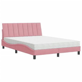 Cama Con Colchón Hanko Terciopelo Rosa 140x200 Cm Vidaxl