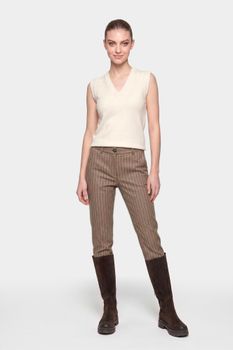 pantalón de pierna recta chevron lúrex chocolate lurex chevron
