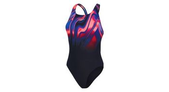 Traje de bano speedo women s placement powerback negro rojo