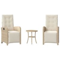 sillas y mesita de jardin 3 piezas  mueble de jardin ratan sintetico cojin beige