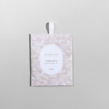 Saquito perfumado taupe y dorado aroma ámbar gris