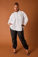 yours pantalones negros cargo efecto encerado mujer curvy y tallas grandes yours