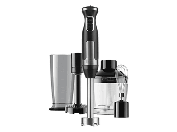 Batidora de mano - Black+Decker BXHBA1500E, 1500W, 20 Velocidades, Cuchillas acero inoxidable, Negro