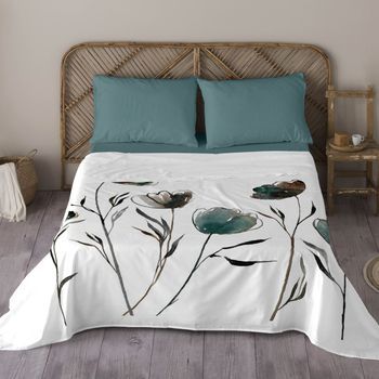Naturals - Juego De Sábanas Estampadas 4 Piezas Cama 180 - Algodón  Incluye Sábana Encimera + 2 Fundas De Almohada + 1 Sábana Bajera - Larisa V Oscuro