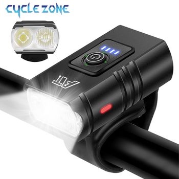 Luz delantera de bicicleta 2 T6, faro de carga tipo C para bicicleta de montaña y carretera, accesorios de seguridad para conducción nocturna
