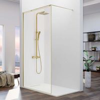panel fijo de ducha fresh arena oro cepillado  90 cm barra en l