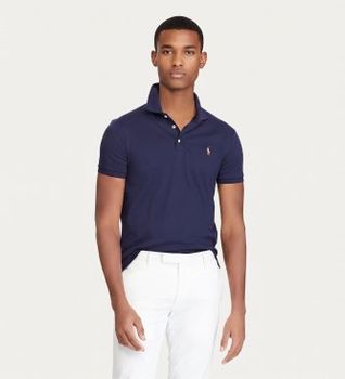 Polo Ralph Lauren para hombre. 710685514003 Polo de tacto suave marino (S), Casual, Algodón, Manga corta