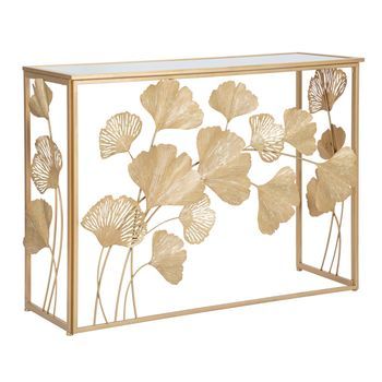 Consola De Metal Dorado Con Espejo Cm 108x36,5x80