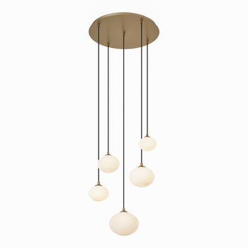 Lámpara colgante art déco dorada opalina