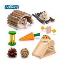 nobleza 8pcs juguetes para hamster madera para masticar gnaw throw toss juguetes para los conejos la chinchilla hamsters cobayas