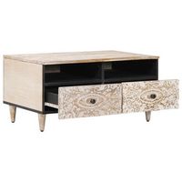 mesa de cafe  mesa de centro con cajon 80 x 54 x 40 cm madera de mango maciza