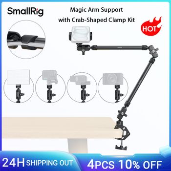 Soporte de brazo mágico SmallRig con kit de abrazadera en forma de cangrejo, soporte de montaje para teléfono, soporte de escritorio Flexible para cámara de acción de disparo