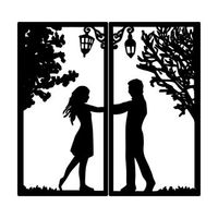 decoracion pared de metal meeting with love negro 34x66 cm 2 piezas