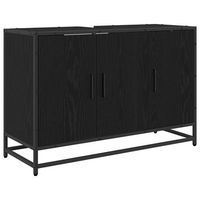 mueble de cuarto de bano con puerta roble negro 90 x 33 x 60 cm