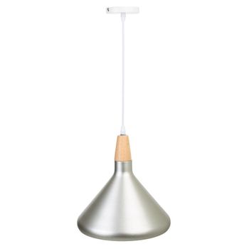 Lámpara de techo de madera y metal plata 27x27x30