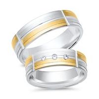 alianzas 14 quilates oro amarillo-blanco 3 diamantes