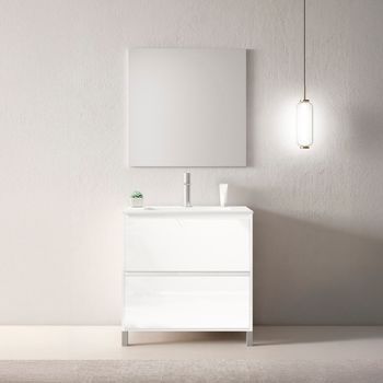 Mueble Porto 70 Cm 2c, Blanco Brillo. Pack Mueble + Lavabo.