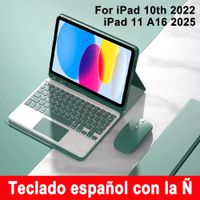 funda con teclado en espanol para ipad 10 generacion de 109 pulgadas 2022para el nuevo ipad 11 2025 a16 modelo a3354a3355a3356funda con teclado tipo folio desmontable con soporte para lapiz