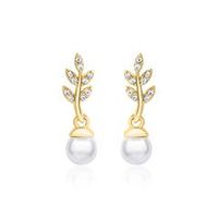pendientes de perlas de plata 925 banada en oro