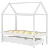 cama individual  cama infantil  estructura de cama infantil y cajon madera pino blanca 70x140cm