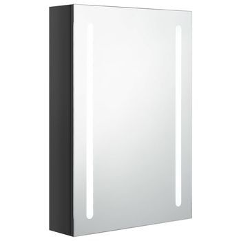 Armario De Baño | Mueble De Baño Con Espejo Led Negro Brillante 50x13x70 Cm
