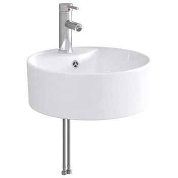 Lavabo De Baño Con Grifo Y Desagüe Cromado 40,5 X 40,5 X 15 Cm Vidaxl