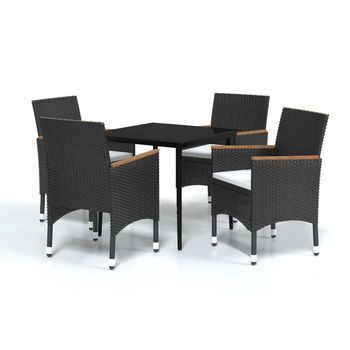 Juego De Comedor Para Jardín De 5 Uds | Conjunto Mueble Jardin Mesa Y Sillas Con Cojines Negro